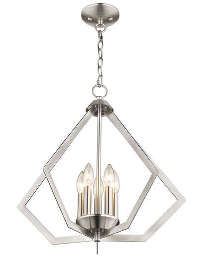 Livex Lighting Prism Collection 5 Light Brushed Nickel Chandelier in Brushed Nickel 40925-91