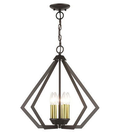 Livex Lighting Prism Collection 5 Light English Bronze Chandelier with Antique Brass Finish Accents 40925-92