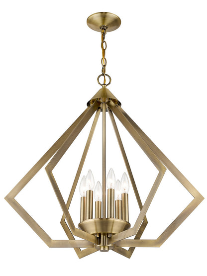 Livex Lighting Prism Collection 6 Lt AB Chandelier in Antique Brass 40926-01