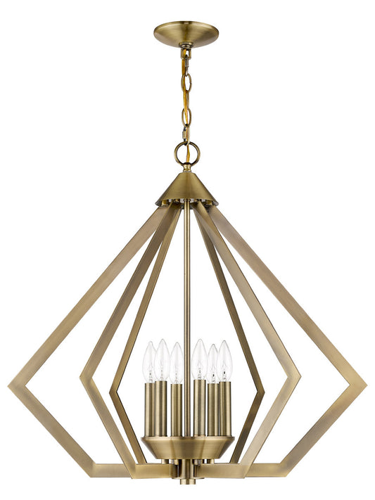 Livex Lighting Prism Collection 6 Lt AB Chandelier in Antique Brass 40926-01