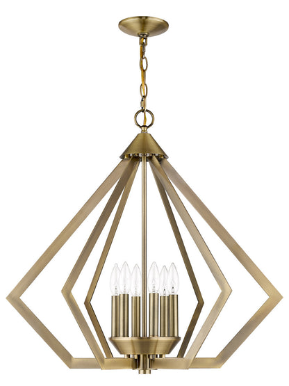 Livex Lighting Prism Collection 6 Lt AB Chandelier in Antique Brass 40926-01