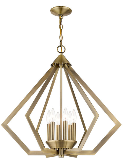 Livex Lighting Prism Collection 6 Lt AB Chandelier in Antique Brass 40926-01