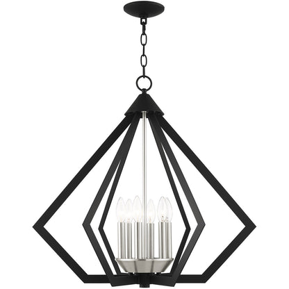 Livex Lighting Prism Collection 6 Lt Black Chandelier in Black with Brushed Nickel Cluster 40926-04