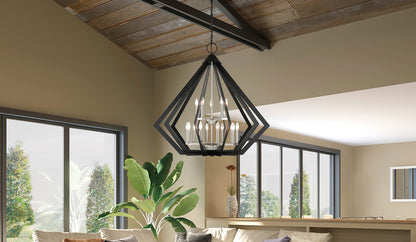 Livex Lighting Prism Collection  15 Light Black Foyer Chandelier in Black with Brushed Nickel Cluster 40928-04