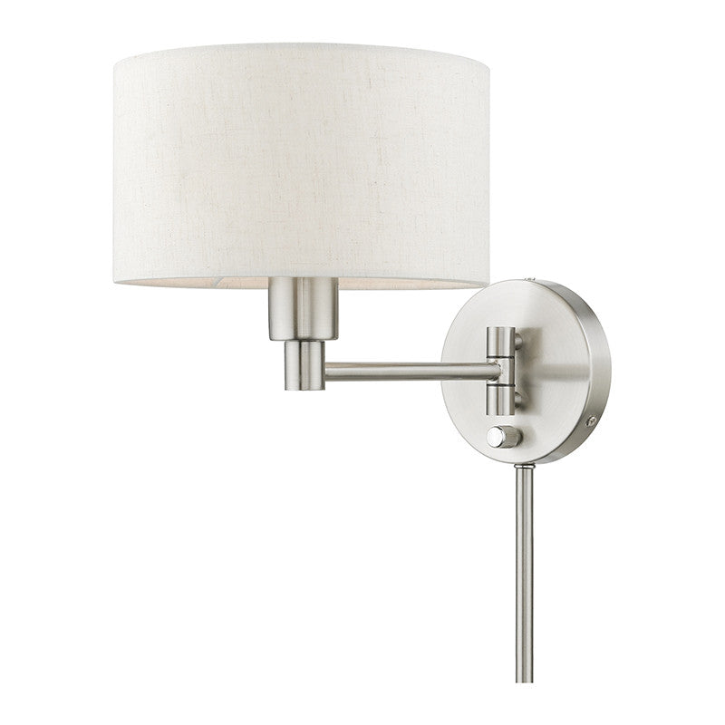 Livex Lighting Swing Arm Wall Lamps Collection  1 Light Brushed Nickel Swing Arm Wall Lamp in Brushed Nickel 40940-91