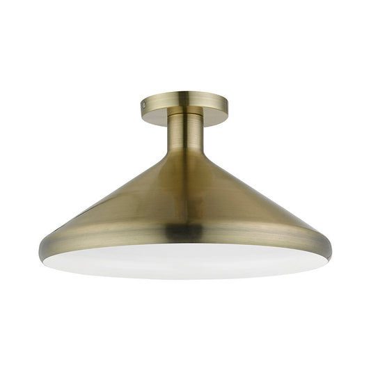 Livex Lighting Geneva Collection  1 Light Antique Brass Semi-Flush Mount in Antique Brass 40950-01