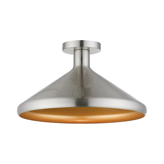 Livex Lighting Geneva Collection  1 Light Brushed Nickel Semi-Flush Mount in Brushed Nickel 40950-91