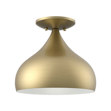 Livex Lighting Amador Collection  1 Light Antique Brass Semi-Flush Mount in Antique Brass 40980-01