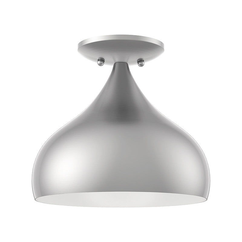 Livex Lighting Amador Collection  1 Light Brushed Nickel Semi-Flush Mount in Brushed Nickel 40980-91