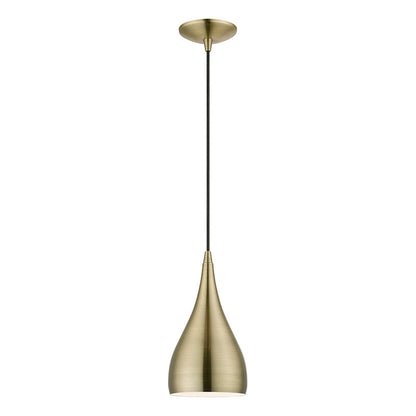 Livex Lighting Amador Collection  1 Light Antique Brass Pendant in Antique Brass 40981-01