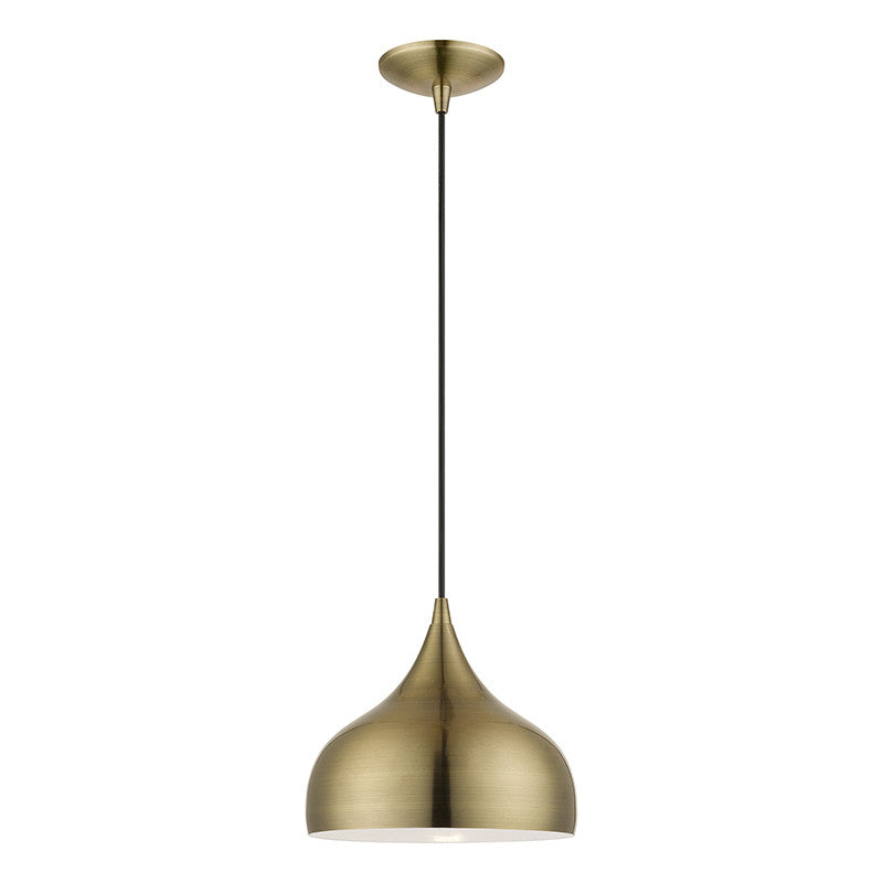 Livex Lighting Amador Collection  1 Light Antique Brass Pendant in Antique Brass 40982-01