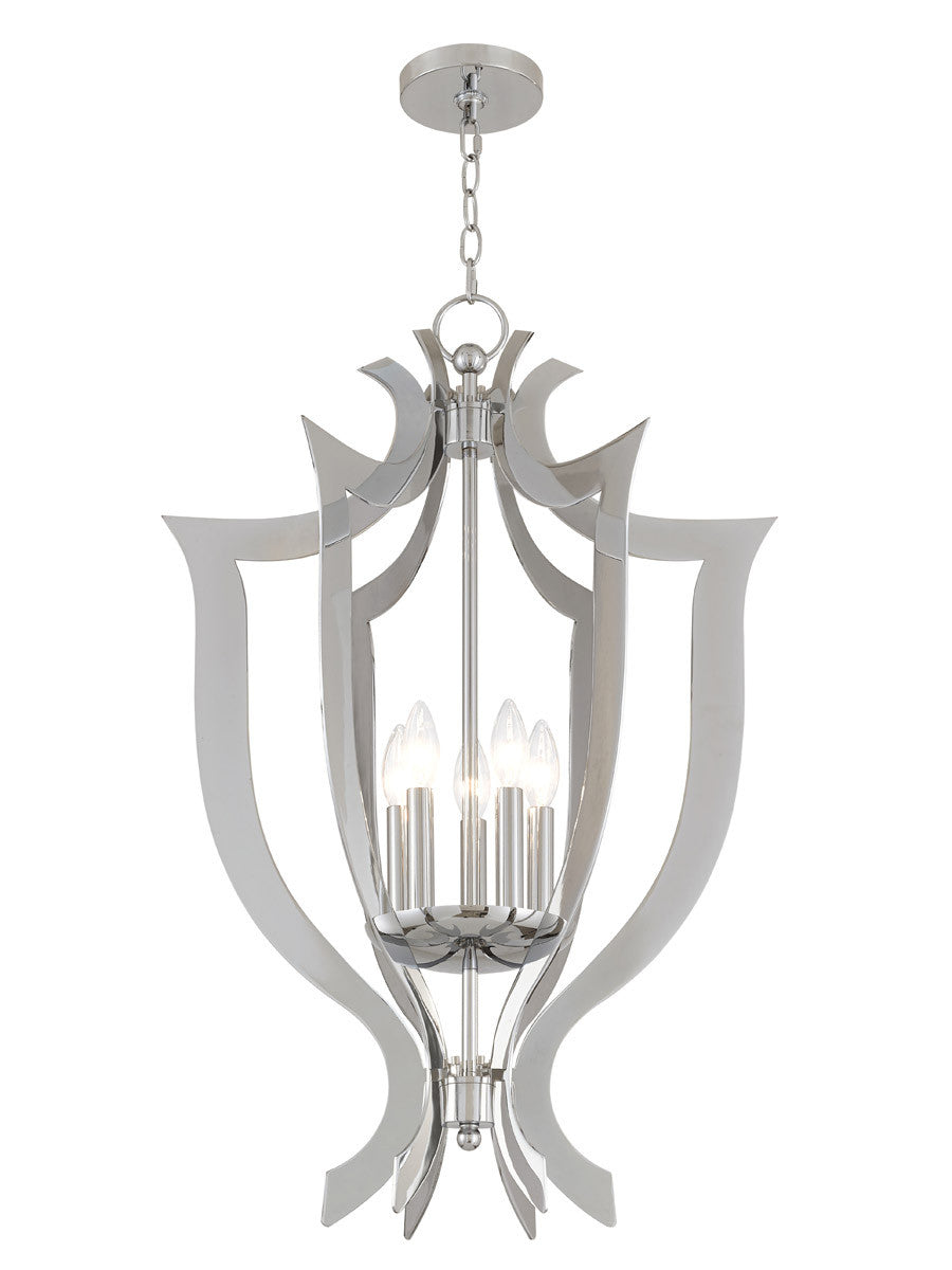 Livex Lighting Aldrich Collection 5 Lt CH Lantern Chandelier in Polished Chrome 41004-05