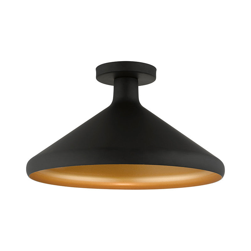 Livex Lighting Geneva Collection  1 Light Black Semi-Flush Mount in Black 41020-04