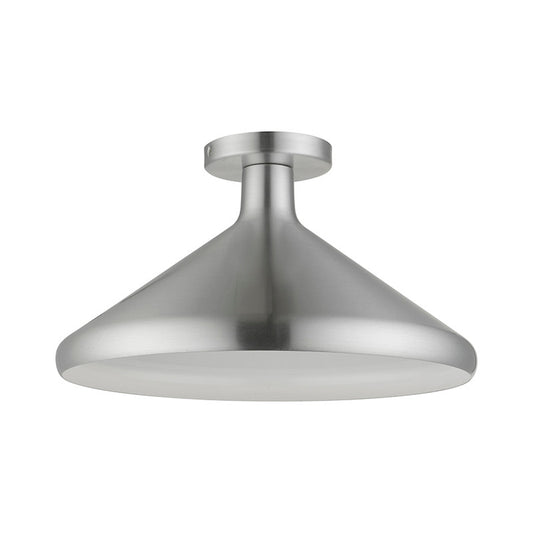 Livex Lighting Geneva Collection  1 Light Brushed Aluminum Semi-Flush Mount in Brushed Aluminum 41020-66