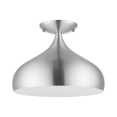 Livex Lighting Amador Collection  1 Light Brushed Aluminum Semi-Flush Mount in Brushed Aluminum 41050-66