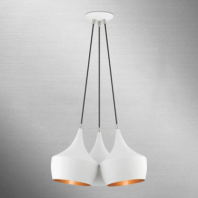 Livex Lighting Waldorf Collection  3 Light White Cluster Pendant in White 41083-03