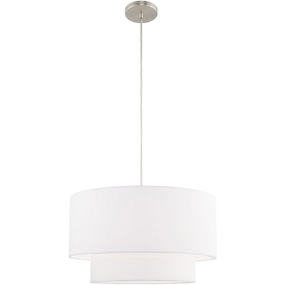 Livex Lighting Clark Collection 1 Lt Brushed Nickel Pendant Chandelier in Brushed Nickel 41098-91