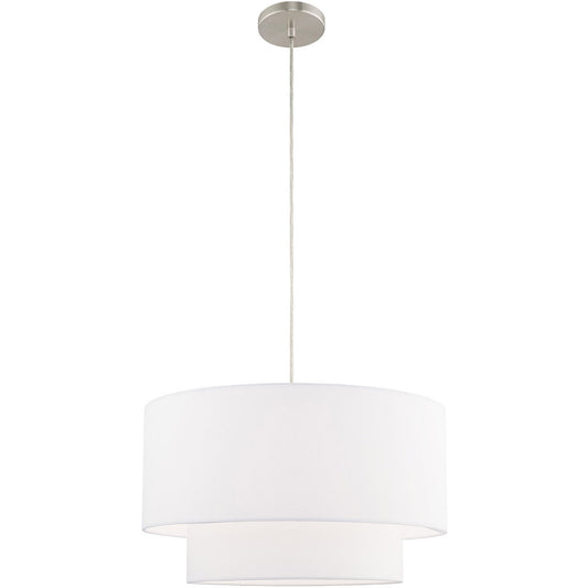 Livex Lighting Clark Collection 1 Lt Brushed Nickel Pendant Chandelier in Brushed Nickel 41098-91