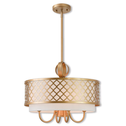 Livex Lighting Arabesque Collection 5 Lt SG Pendant Chandelier in Soft Gold 41104-33