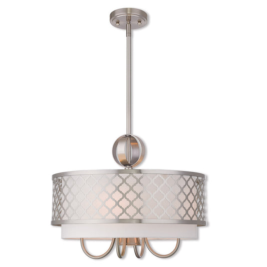 Livex Lighting Arabesque Collection 5 Lt BN Pendant Chandelier in Brushed Nickel 41104-91