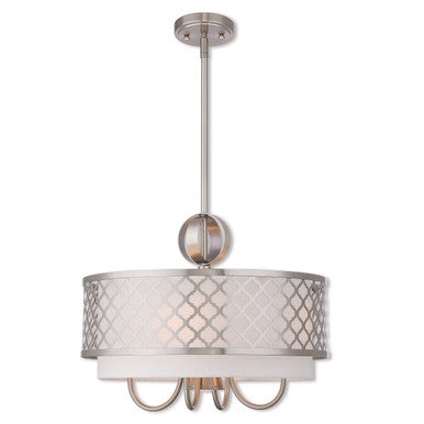 Livex Lighting Arabesque Collection 5 Lt BN Pendant Chandelier in Brushed Nickel 41104-91