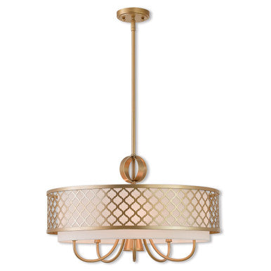 Livex Lighting Arabesque Collection 6 Lt SG Pendant Chandelier in Soft Gold 41105-33