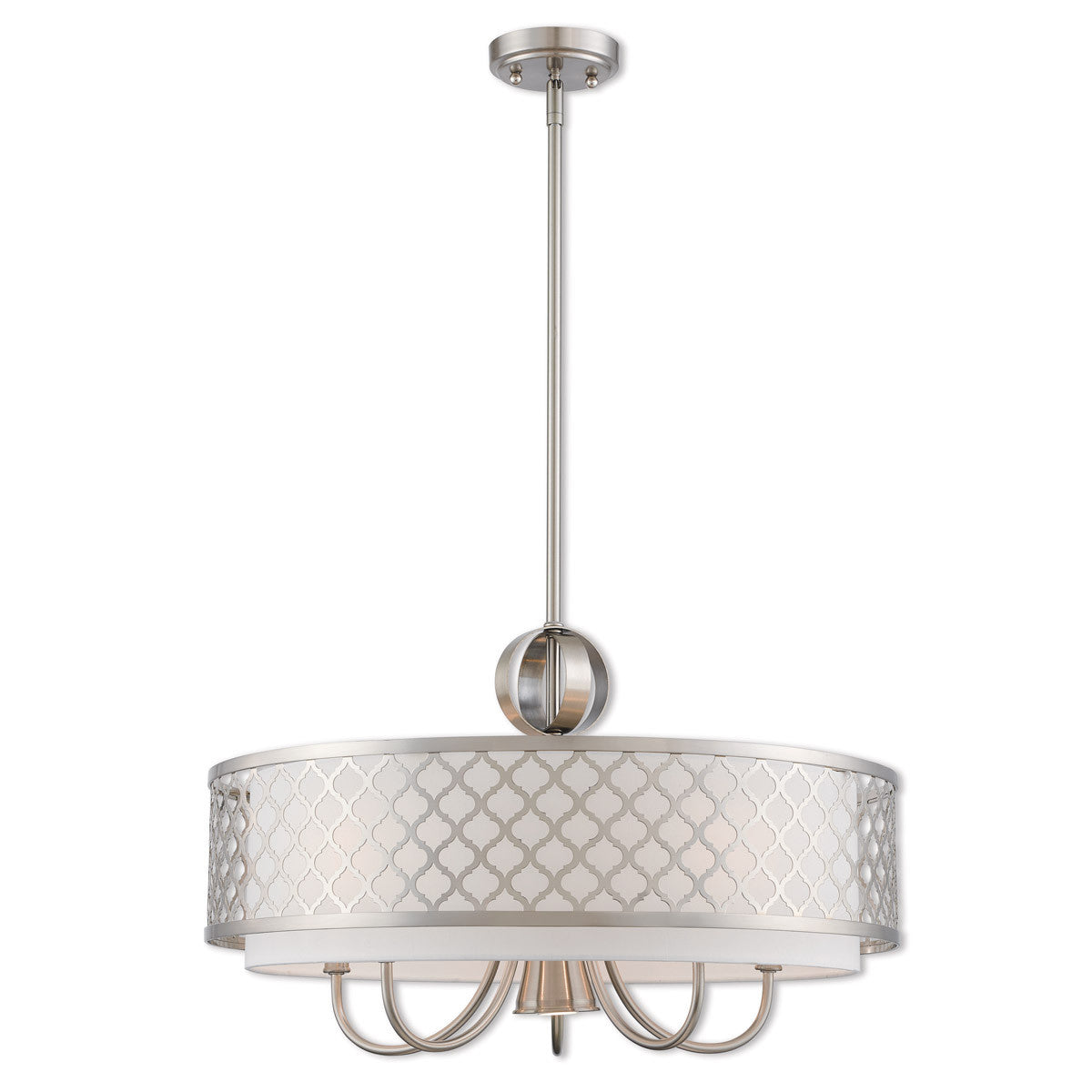 Livex Lighting Arabesque Collection 6 Lt BN Pendant Chandelier in Brushed Nickel 41105-91