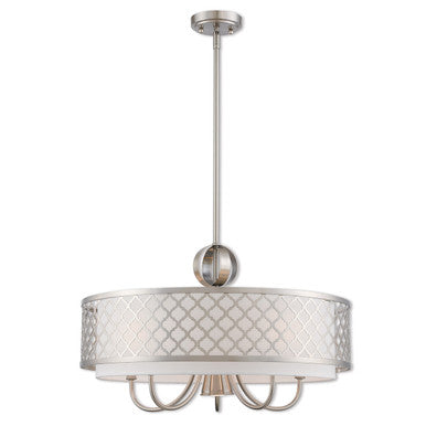 Livex Lighting Arabesque Collection 6 Lt BN Pendant Chandelier in Brushed Nickel 41105-91