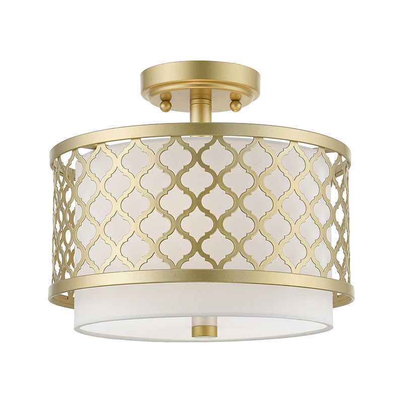 Livex Lighting Arabesque Collection  2 Light Soft Gold Small Semi-Flush in Soft Gold 41107-33