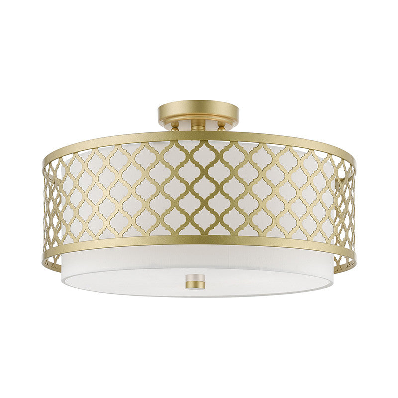 Livex Lighting Arabesque Collection  3 Light Soft Gold Large Semi-Flush in Soft Gold 41109-33