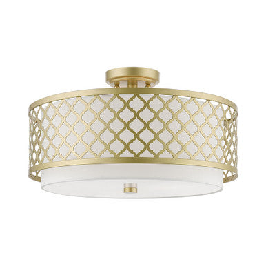 Livex Lighting Arabesque Collection  3 Light Soft Gold Large Semi-Flush in Soft Gold 41109-33