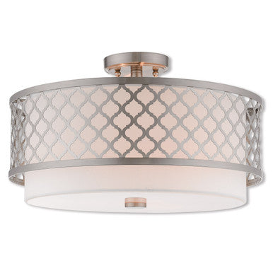 Livex Lighting Arabesque Collection 3 Lt BN Ceiling Mount in Brushed Nickel 41109-91