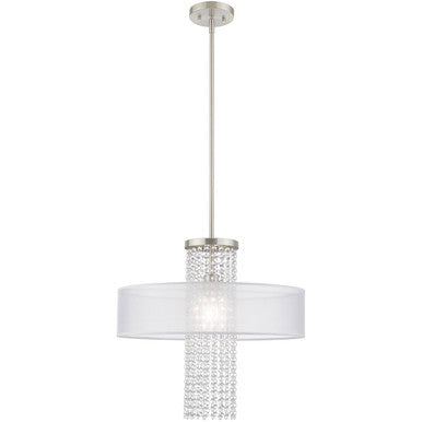 Livex Lighting Bella Vista Collection 1 Lt Brushed Nickel Pendant Chandelier in Brushed Nickel 41121-91