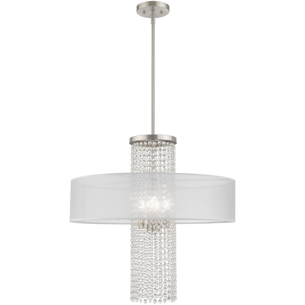 Livex Lighting Bella Vista Collection 4 Lt Brushed Nickel Pendant Chandelier in Brushed Nickel 41122-91