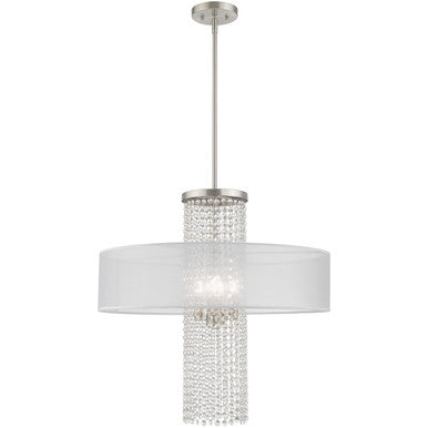 Livex Lighting Bella Vista Collection 4 Lt Brushed Nickel Pendant Chandelier in Brushed Nickel 41122-91