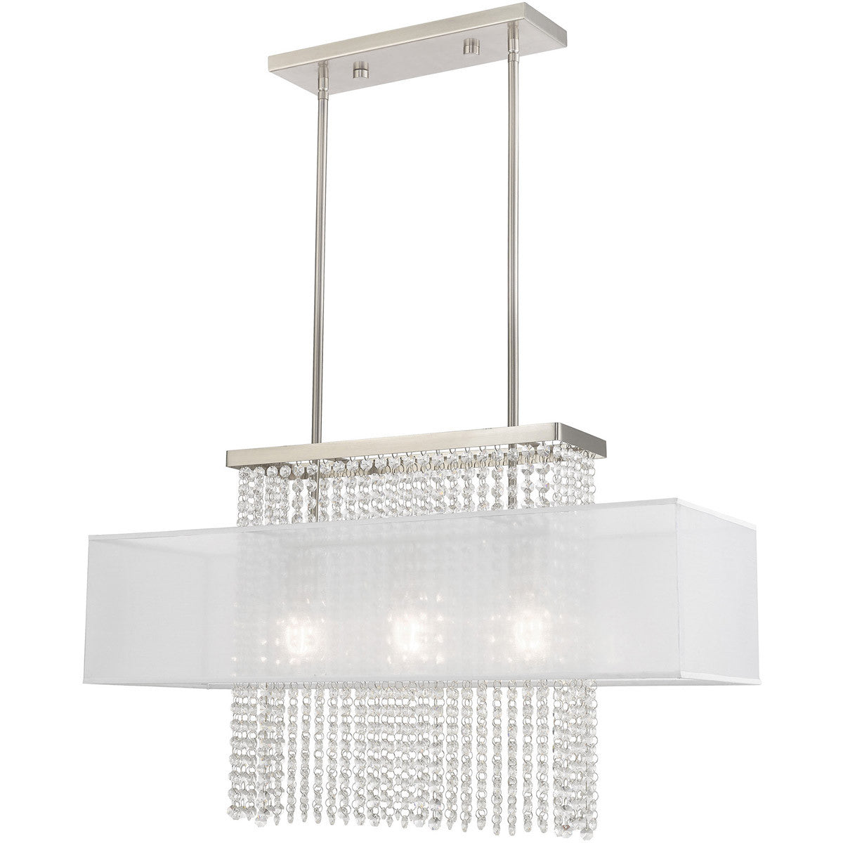 Livex Lighting Bella Vista Collection 3 Lt Brushed Nickel Linear Chandelier in Brushed Nickel 41123-91