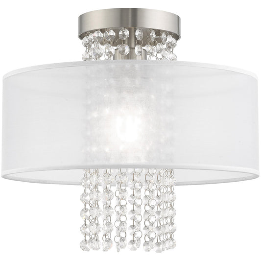 Livex Lighting Bella Vista Collection 1 Lt Brushed Nickel Ceiling Mount in Brushed Nickel 41125-91