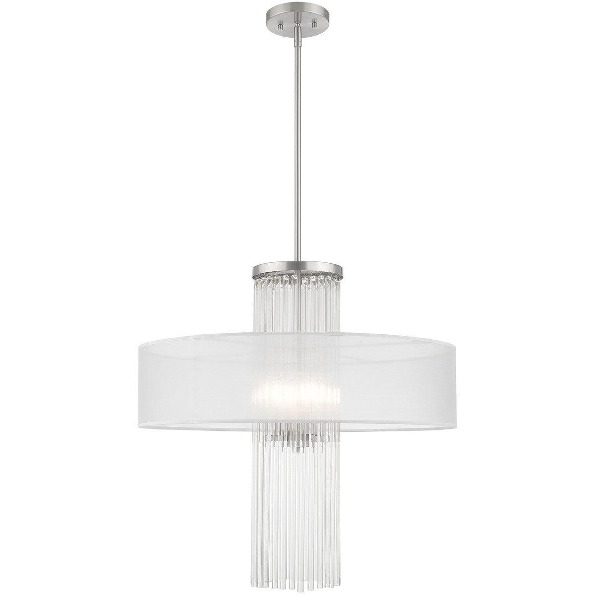 Livex Lighting Alexis Collection 4 Lt Brushed Nickel Pendant Chandelier in Brushed Nickel 41142-91