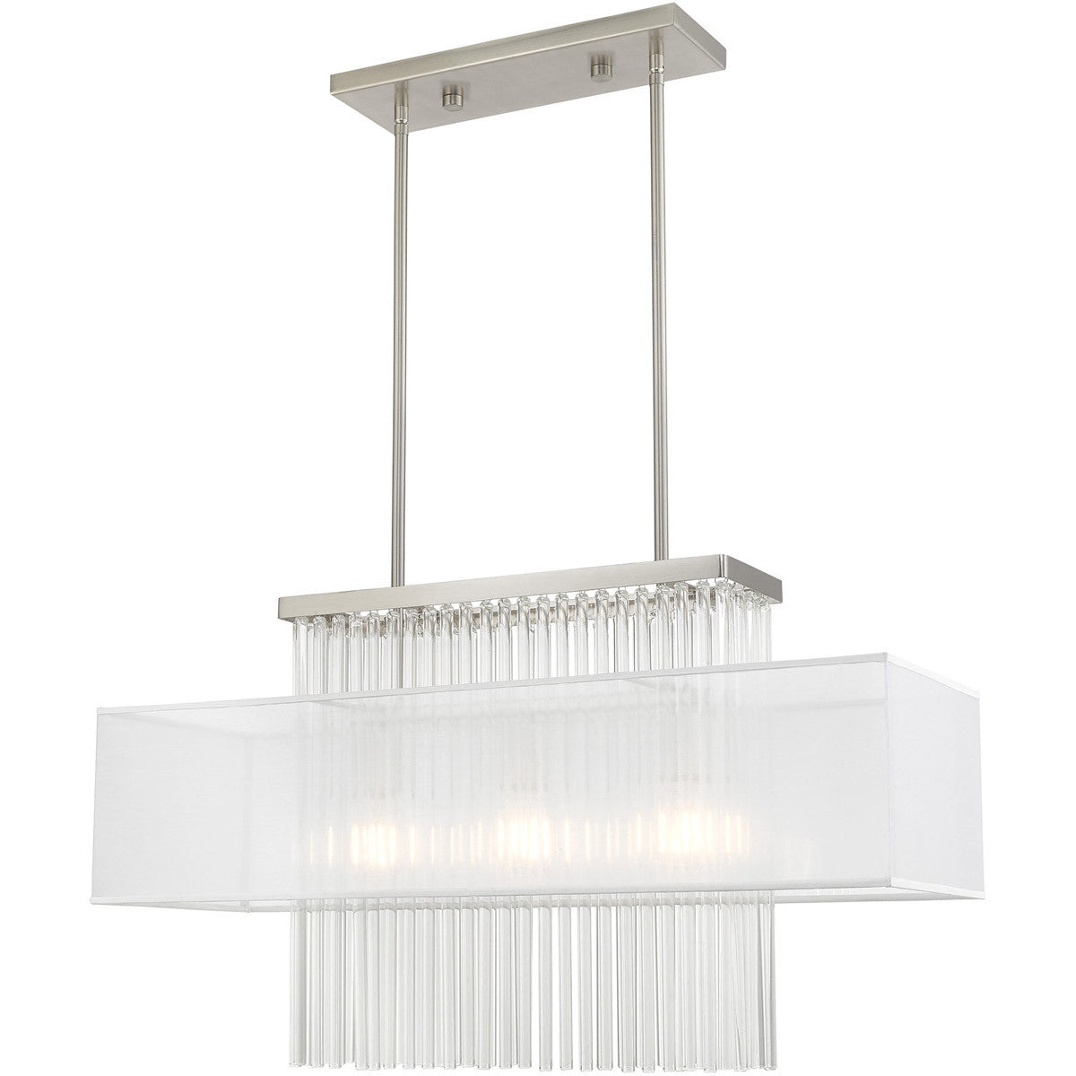 Livex Lighting Alexis Collection 3 Lt Brushed Nickel Linear Chandelier in Brushed Nickel 41143-91