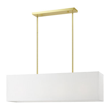 Livex Lighting Summit Collection  4 Light Satin Brass Linear Chandelier in Satin Brass 41155-12