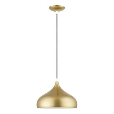 Livex Lighting Amador Collection  1 Light Soft Gold Pendant in Soft Gold with Polished Brass Accents 41172-33