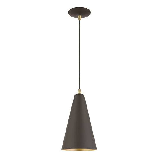 Livex Lighting Dulce Collection  1 Light Bronze with Antique Brass Accents Mini Pendant in Bronze with Antique Brass Accents 41175-07