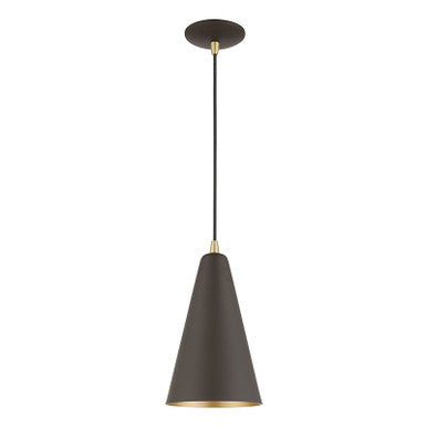 Livex Lighting Dulce Collection  1 Light Bronze with Antique Brass Accents Mini Pendant in Bronze with Antique Brass Accents 41175-07