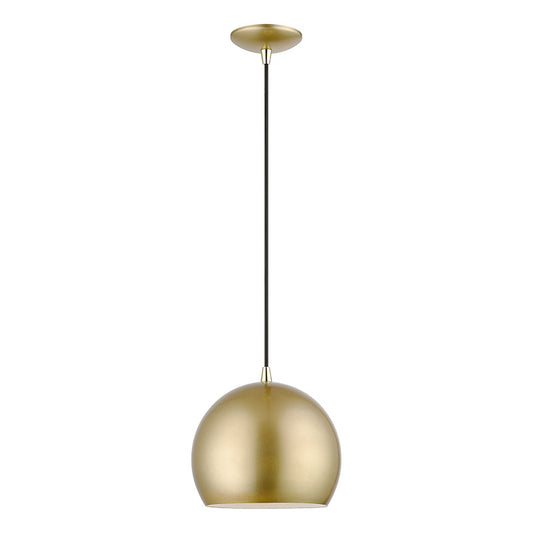 Livex Lighting Piedmont Collection  1 Light Soft Gold Pendant in Soft Gold with Polished Brass Accents 41181-33