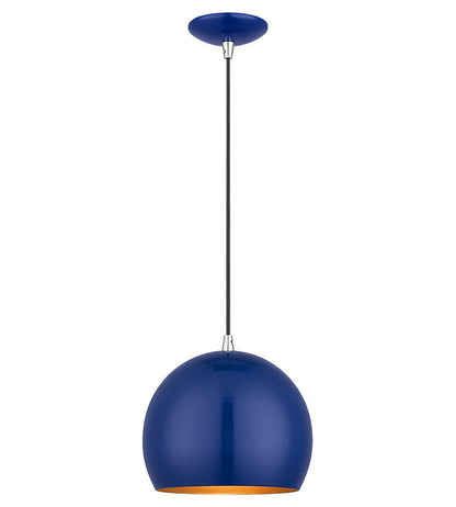 Livex Lighting Piedmont Collection 1 Light Shiny Cobalt Blue Globe Pendant 41181-37