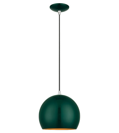 Livex Lighting Piedmont Collection 1 Light Shiny Hunter Green Globe Pendant 41181-97