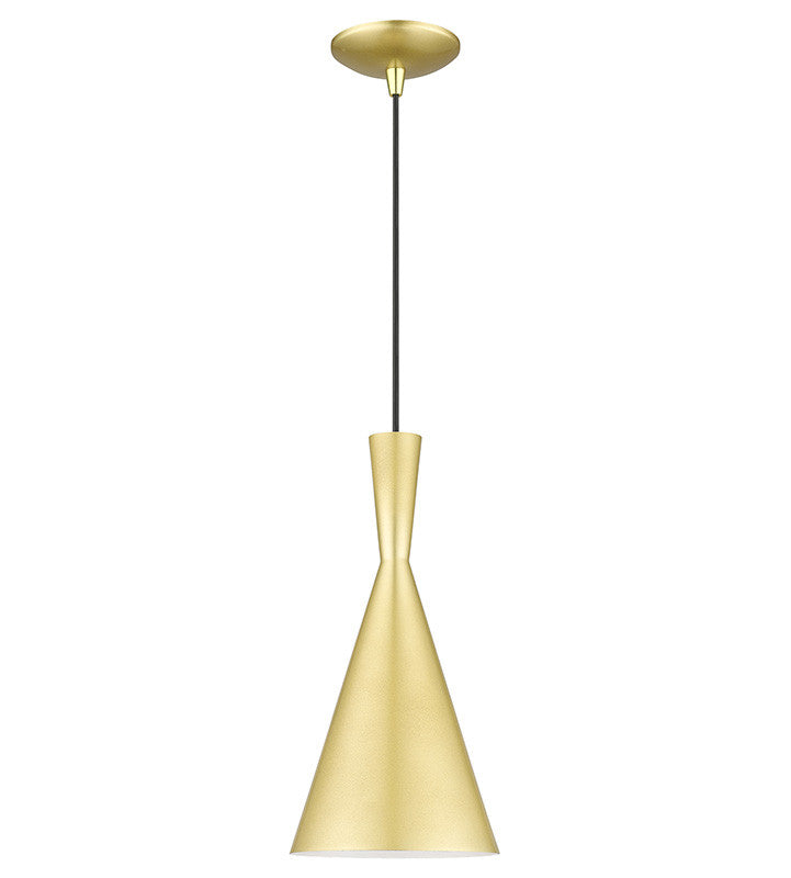 Livex Lighting Waldorf Collection 1 Light Soft Gold Pendant with Polished Brass Finish Accents 41185-33