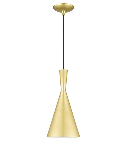 Livex Lighting Waldorf Collection 1 Light Soft Gold Pendant with Polished Brass Finish Accents 41185-33