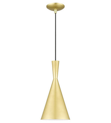 Livex Lighting Waldorf Collection 1 Light Soft Gold Pendant with Polished Brass Finish Accents 41185-33