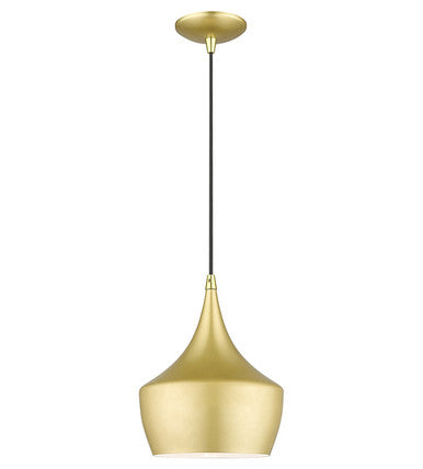 Livex Lighting Waldorf Collection 1 Light Soft Gold Pendant with Polished Brass Finish Accents 41186-33